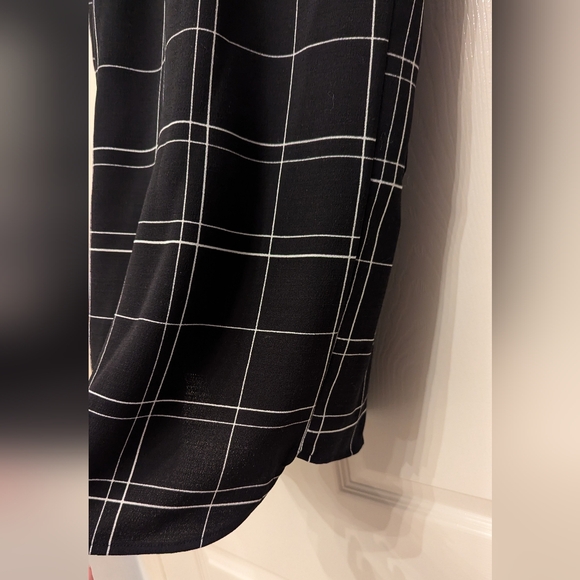Leith Dress Women Sleeveless Mini Shift Plaid V Neck Black White Medium Work - Picture 8 of 8